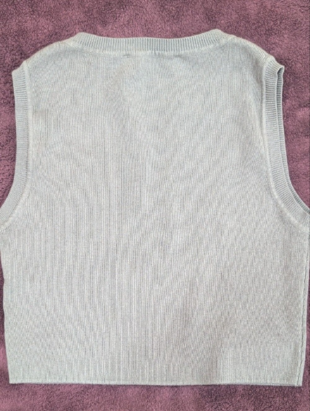 Zara Sleeveless Knit Crop Top - Gray Size L Round Neck - Picture 3 of 5
